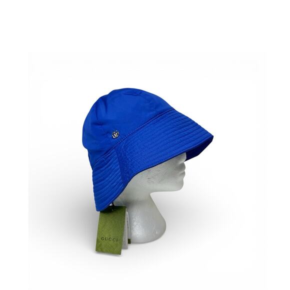 NWT Gucci Brella Cloche Size L 58cm Nylon Bucket Hat Blue Gold GG Marmont $599 main image 4